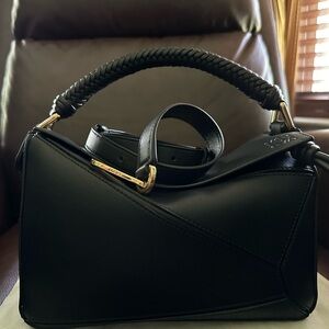 Loewe Small Puzzle - Mellow Calfskin Woven Top Handle